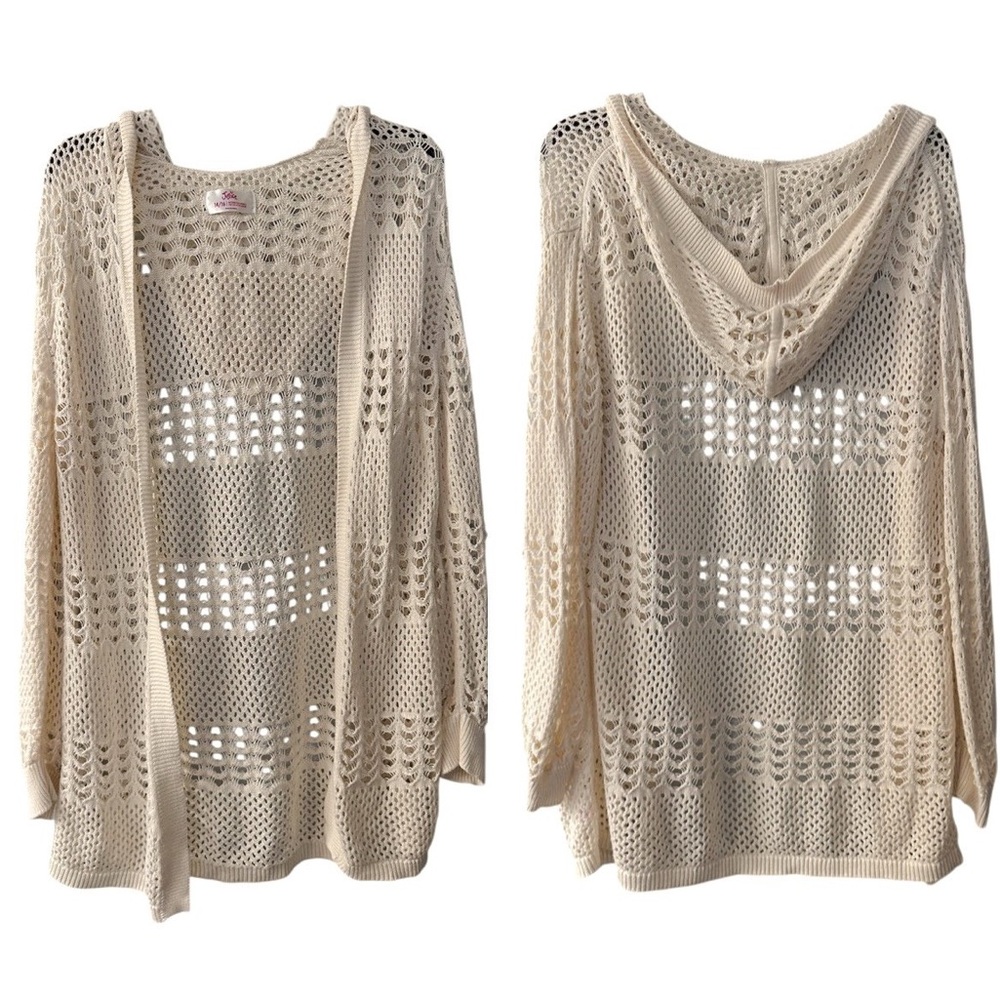 Justice Cream Knit Hooded Jacket